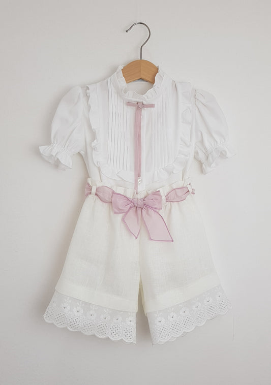 Pantaloncino in lino bianco
